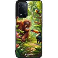 Coque OPPO A93s 5G - Silicone rigide noir Jungle Tropicale Tayrona