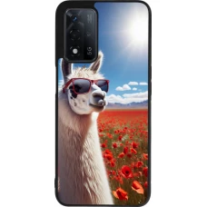OPPO A93s 5G Case Hülle - Silikon schwarz Lama Chic in Mohnblume