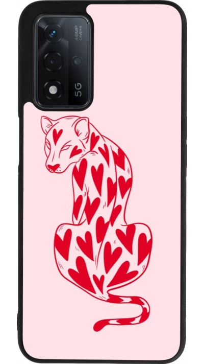 OPPO A93s 5G Case Hülle - Silikon schwarz Leopard with hearts 2026