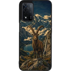 OPPO A93s 5G Case Hülle - Silikon schwarz Linocut Steinbock