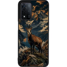 OPPO A93s 5G Case Hülle - Silikon schwarz Linocut Gämse