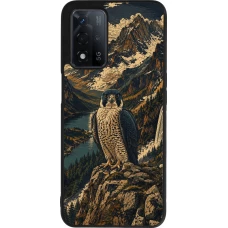 OPPO A93s 5G Case Hülle - Silikon schwarz Linocut Wanderfalke