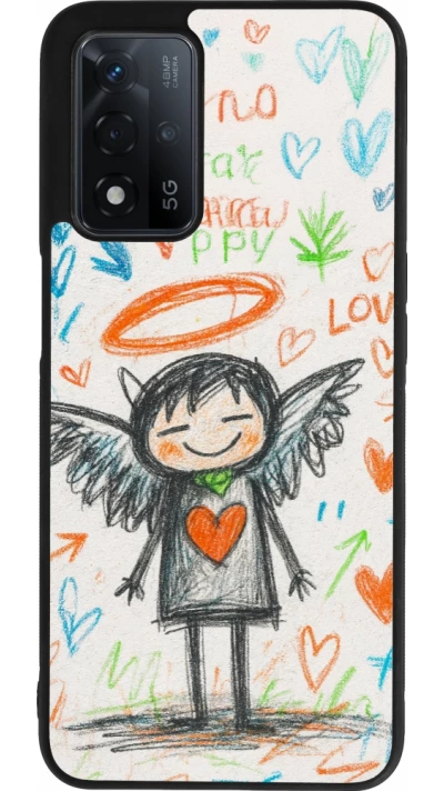 OPPO A93s 5G Case Hülle - Silikon schwarz Little Angel Sketch Love