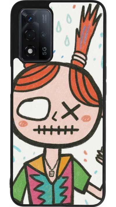 OPPO A93s 5G Case Hülle - Silikon schwarz Little Girl Sketch