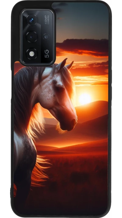 OPPO A93s 5G Case Hülle - Silikon schwarz Majestätischer Sonnenuntergang Pferd