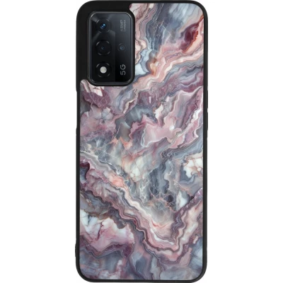 Coque OPPO A93s 5G - Silicone rigide noir Marbre violette argentée