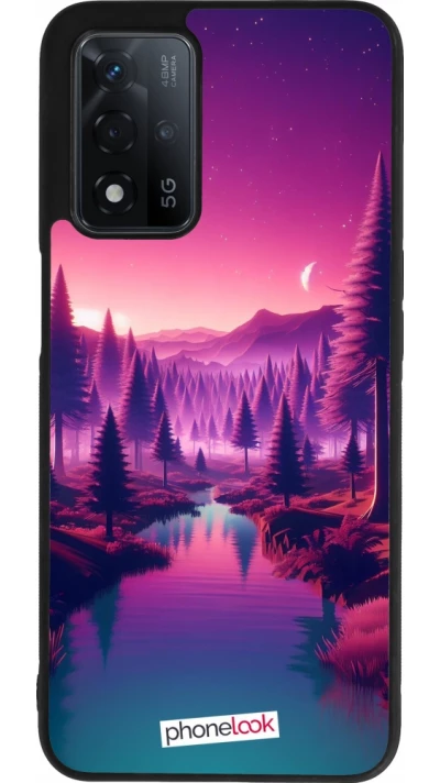 OPPO A93s 5G Case Hülle - Silikon schwarz Lila-rosa Landschaft