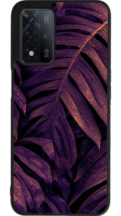 OPPO A93s 5G Case Hülle - Silikon schwarz Purple Light Leaves