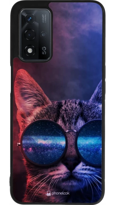 OPPO A93s 5G Case Hülle - Silikon schwarz Red Blue Cat Glasses