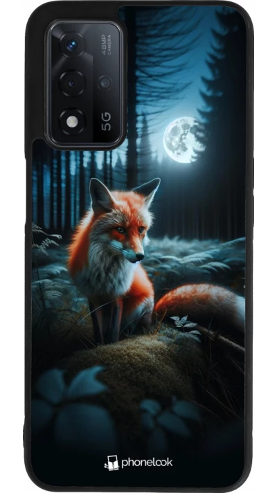 OPPO A93s 5G Case Hülle - Silikon schwarz Fuchs Mond Wald