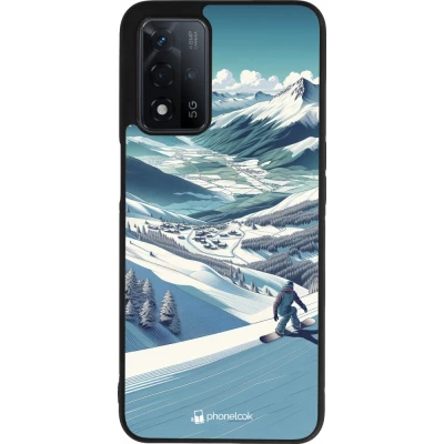 OPPO A93s 5G Case Hülle - Silikon schwarz Snowboarder Berg