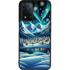 Coque OPPO A93s 5G - Silicone rigide noir Snowy Mountain Village Lake night