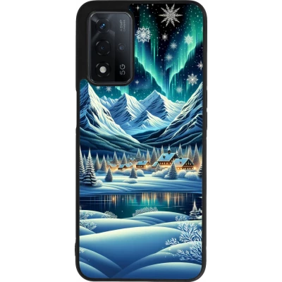 Coque OPPO A93s 5G - Silicone rigide noir Snowy Mountain Village Lake night
