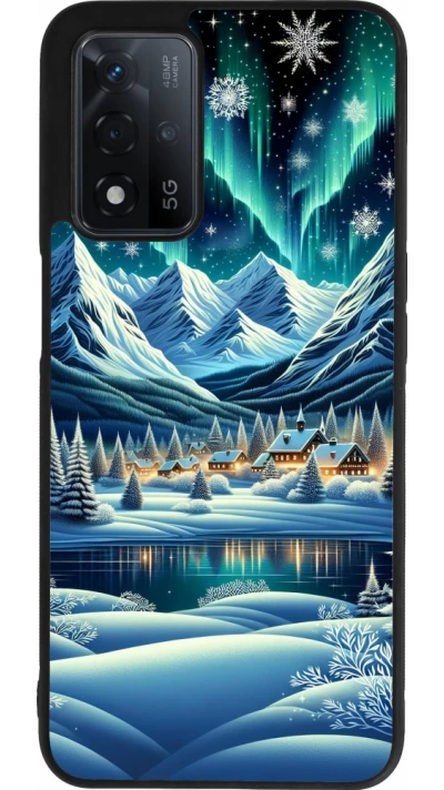 Coque OPPO A93s 5G - Silicone rigide noir Snowy Mountain Village Lake night