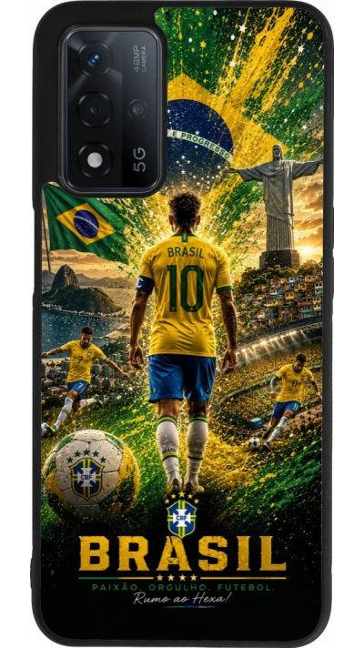 OPPO A93s 5G Case Hülle - Silikon schwarz Fussball Brasilien splash 2026