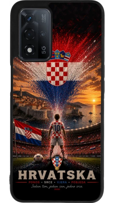 OPPO A93s 5G Case Hülle - Silikon schwarz Fussball Kroatien splash 2026