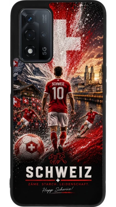 OPPO A93s 5G Case Hülle - Silikon schwarz Fussball Schweiz splash 2026