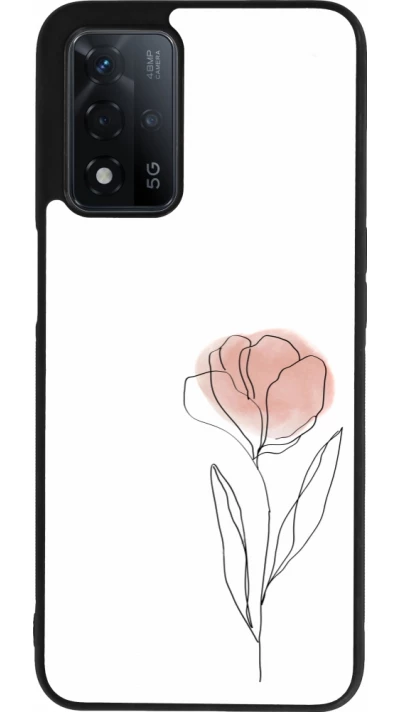 Coque OPPO A93s 5G - Silicone rigide noir Spring 23 minimalist flower