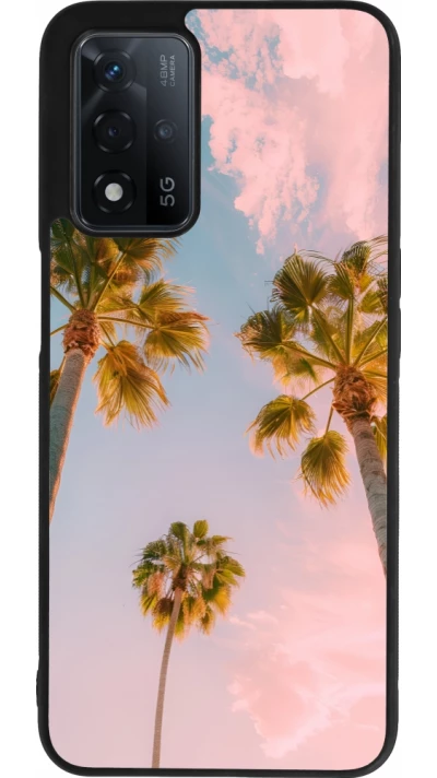 Coque OPPO A93s 5G - Silicone rigide noir Summer 2025 Palmiers