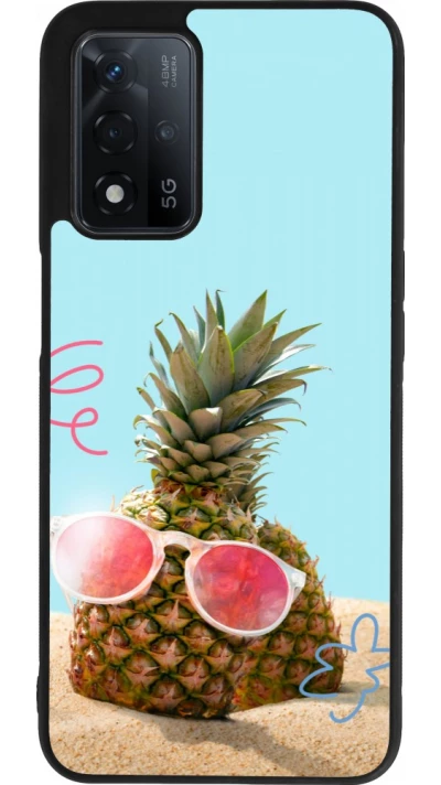 Coque OPPO A93s 5G - Silicone rigide noir Pineapple with glasses Summer 2026