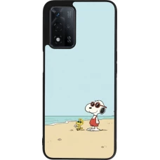 Coque OPPO A93s 5G - Silicone rigide noir Snoopy on the beach Summer 2026