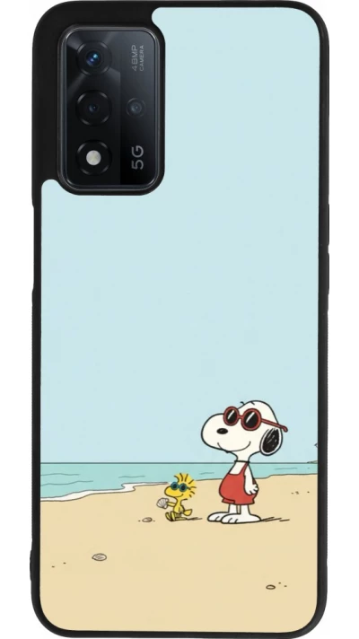 Coque OPPO A93s 5G - Silicone rigide noir Snoopy on the beach Summer 2026