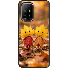 Coque OPPO F19 Pro+ - Silicone rigide noir Autumn 26 Couple of leaves