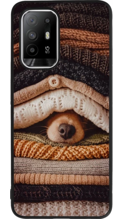 Coque OPPO F19 Pro+ - Silicone rigide noir Autumn 26 Dog under the covers