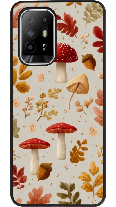 Coque OPPO F19 Pro+ - Silicone rigide noir Autumn 26 Mushrooms and leaves