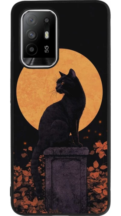 OPPO F19 Pro+ Case Hülle - Silikon schwarz Halloween 2026 Cat Art Nouveau