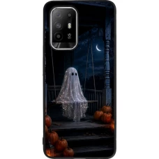 OPPO F19 Pro+ Case Hülle - Silikon schwarz Halloween 2026 Ghost on a swing