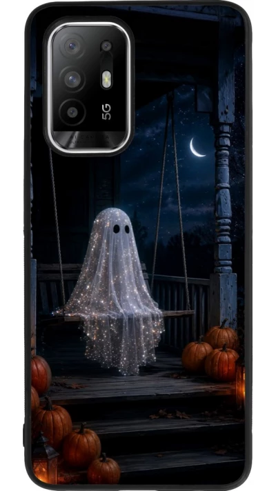 OPPO F19 Pro+ Case Hülle - Silikon schwarz Halloween 2026 Ghost on a swing