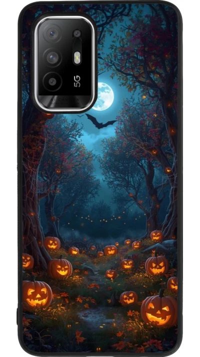 OPPO F19 Pro+ Case Hülle - Silikon schwarz Halloween 2026 Road of Pumpkins