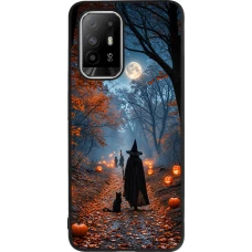 OPPO F19 Pro+ Case Hülle - Silikon schwarz Halloween 2026 Witch with a cat