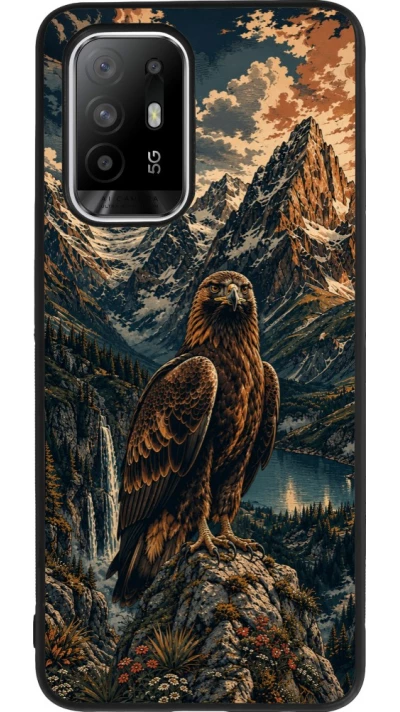 Coque OPPO F19 Pro+ - Silicone rigide noir Linocut Aigle Royal