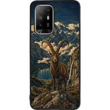 OPPO F19 Pro+ Case Hülle - Silikon schwarz Linocut Steinbock