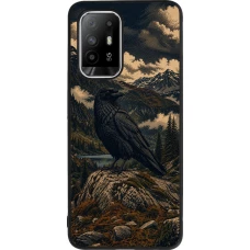 OPPO F19 Pro+ Case Hülle - Silikon schwarz Linocut Grosser Rabe