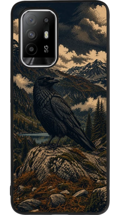 Coque OPPO F19 Pro+ - Silicone rigide noir Linocut Grand Corbeau