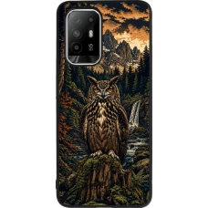 OPPO F19 Pro+ Case Hülle - Silikon schwarz Linocut Uhu