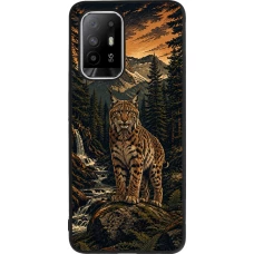 OPPO F19 Pro+ Case Hülle - Silikon schwarz Linocut Luchs