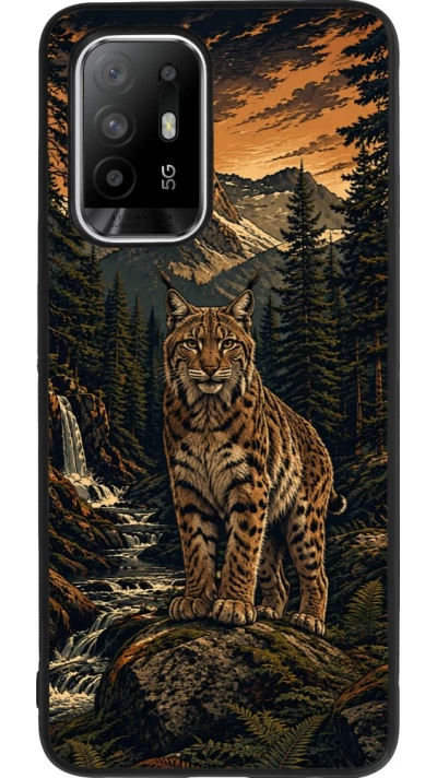 Coque OPPO F19 Pro+ - Silicone rigide noir Linocut Lynx