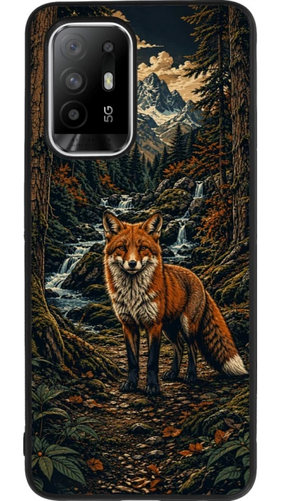 Coque OPPO F19 Pro+ - Silicone rigide noir Linocut Renard
