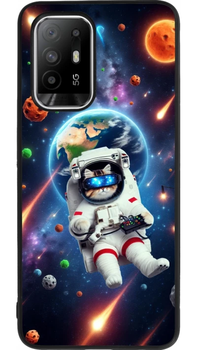 OPPO F19 Pro+ Case Hülle - Silikon schwarz VR SpaceCat Odyssee