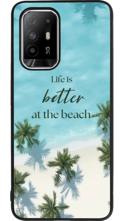 OPPO F19 Pro+ Case Hülle - Silikon schwarz Summer 2025 Life is better at the beach