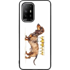 OPPO F19 Pro+ Case Hülle - Silikon schwarz Wine Teckel