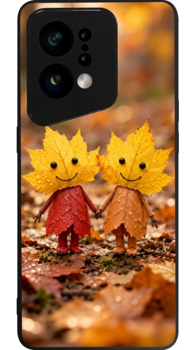 Coque OPPO Find X5 - Silicone rigide noir Autumn 26 Couple of leaves