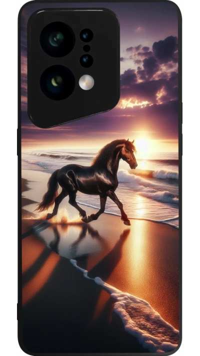OPPO Find X5 Case Hülle - Silikon schwarz Pferd majestätisch Strand