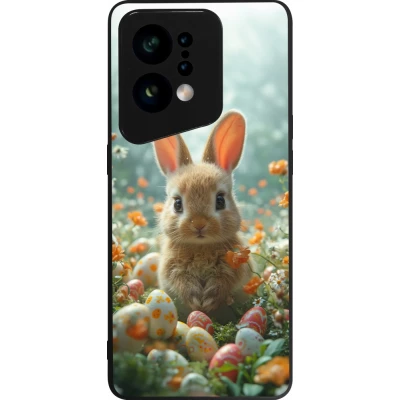 OPPO Find X5 Case Hülle - Silikon schwarz Easter 2026 Rabbit in the garden