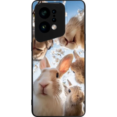 OPPO Find X5 Case Hülle - Silikon schwarz Easter 2026 Rabbits