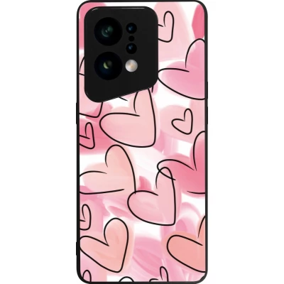 OPPO Find X5 Case Hülle - Silikon schwarz Easter 2023 pink hearts